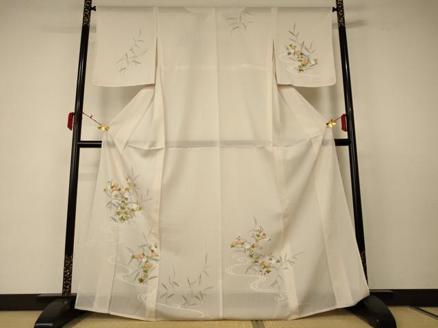 平和屋着物＊夏物　訪問着　絽　流水草花文　正絹　逸品　AABC6939jd