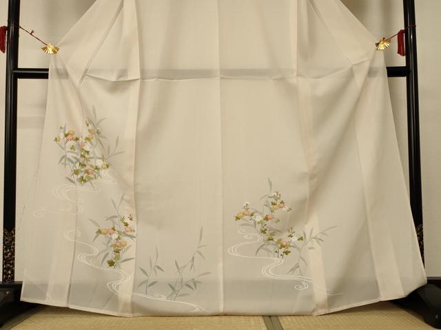 平和屋着物＊夏物　訪問着　絽　流水草花文　正絹　逸品　AABC6939jd_2