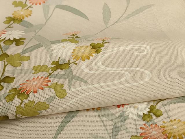 平和屋着物＊夏物　訪問着　絽　流水草花文　正絹　逸品　AABC6939jd_4