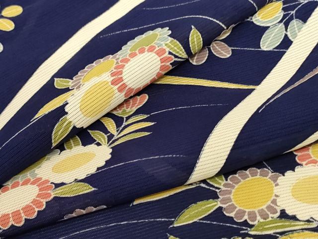 平和屋着物＊夏物　小紋　絽　草花文　正絹　逸品　AABC6943jd