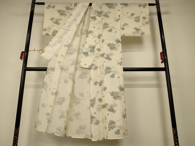 平和屋着物＊夏物　小紋　絽　蔦の葉文　正絹　逸品　AABC6949jd_2