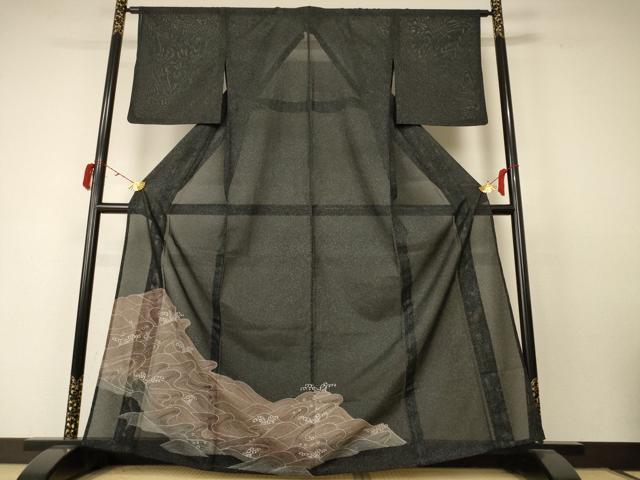 平和屋着物＊夏物　訪問着　絽　立波文　洗える着物　AABC6975jd