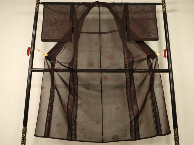 平和屋着物＊夏物　小紋　紗　草花文　正絹　逸品　未使用　AABC6997jd