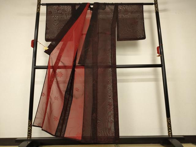 平和屋着物＊夏物　小紋　紗　草花文　正絹　逸品　未使用　AABC6997jd