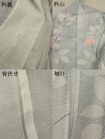 平和屋着物＊夏物　小紋　絽　枝花文　洗える着物　AABC6999jd_9