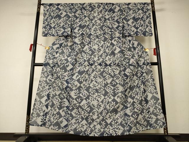 平和屋着物＊夏物　小紋　絽　枝花文　洗える着物　AABC7000jd_1