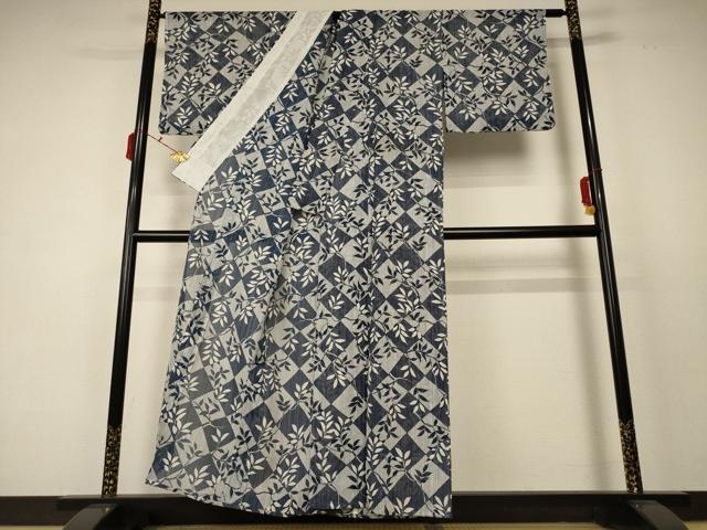 平和屋着物＊夏物　小紋　絽　枝花文　洗える着物　AABC7000jd_2