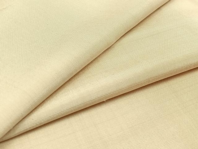 平和屋着物▽上質な紬　単衣　薄卵色　正絹　逸品　AABC7504jh