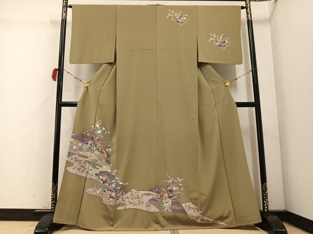 平和屋着物●訪問着　友禅　鏡裏花文　金彩　正絹　逸品　AABC8018ph
