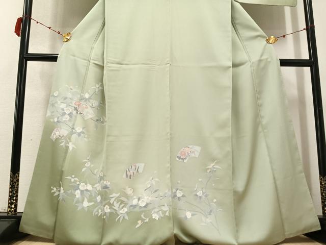 平和屋着物○訪問着 友禅 地紙枝花文 暈し染め 正絹