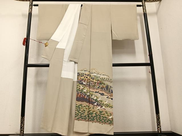 平和屋着物○豪華色留袖 作家物 風景樹林文 鳥 正絹 逸品 AABC8045ph