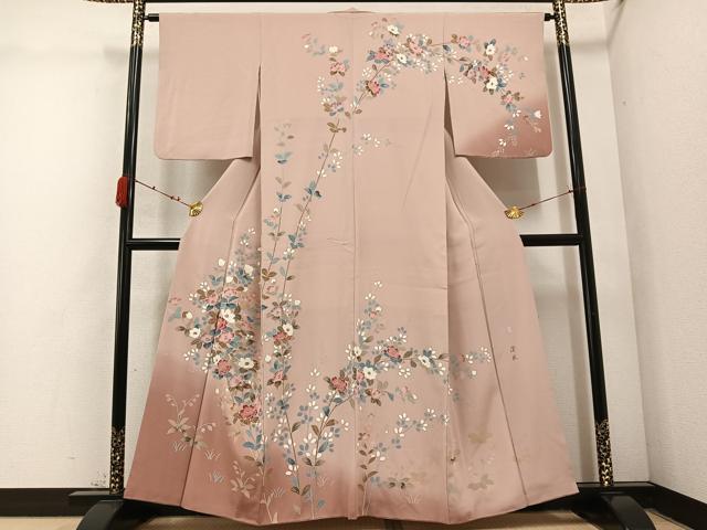 平和屋着物●訪問着　友禅　作家物　枝花文　暈し染め　さが美扱い　正絹　逸品　AABC8048ph
