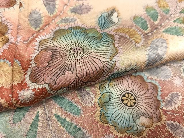 平和屋着物○訪問着 辻が花 金彩 ロング丈 正絹 逸品 AABC8050ph