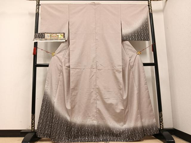 平和屋着物●本場大島紬　染大島　訪問着　花唐草文　証紙付き　正絹　逸品　AABC8076ph