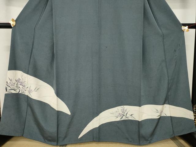 平和屋着物○染色家 岸上純平 訪問着 紬地 手描き 草花文 正絹