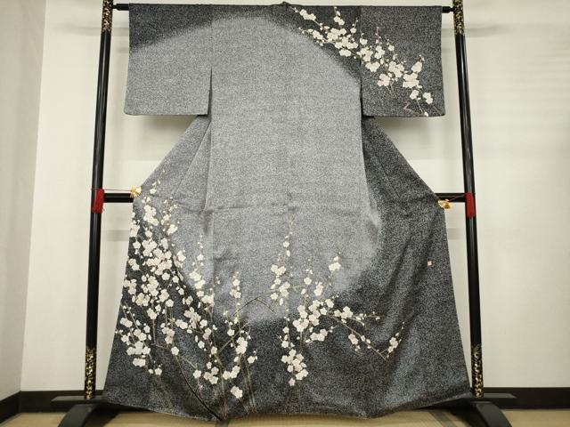平和屋着物●訪問着　作家物　枝梅文　暈し染め　正絹　逸品　AABC8142ck