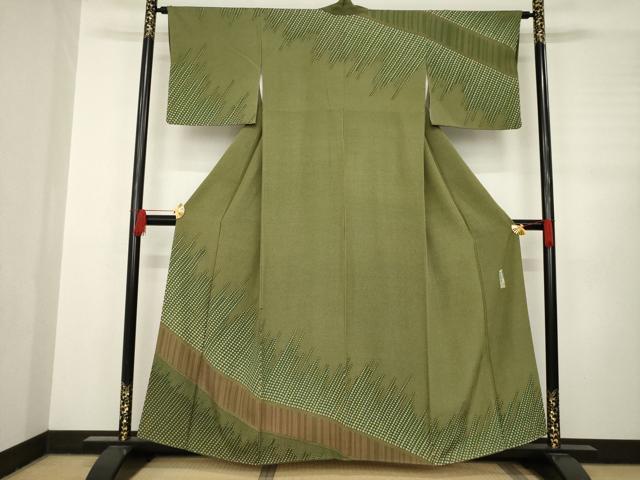 平和屋着物●伝統工芸伝承者　今坂國雄　訪問着　幾何学文様　正絹　逸品　AABC8160ck