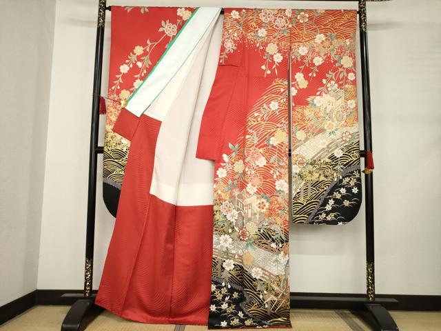 平和屋着物●豪華振袖　御所車花文　金彩　正絹　逸品　AABC8650ck 平和屋着物○豪華振袖 御所車花文 金彩 正絹 逸品 AABC8650ck｜平和屋