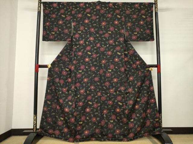 平和屋着物○上質な小紋 花唐草文 正絹 逸品 未使用 AABC9221ck