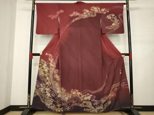 平和屋着物●吉乃一廉　幻の辻が花　訪問着　舞花文　暈し染め　金彩　正絹　逸品　AABC9225ck