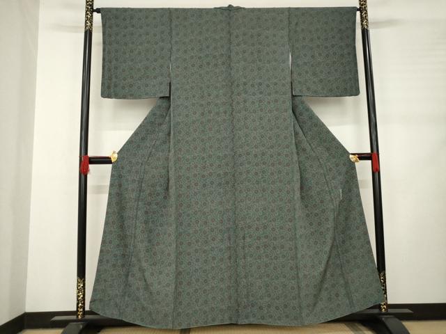 平和屋着物●重要無形文化財　人間国宝　中村勇二郎　江戸小紋　古代菊　正絹　逸品　AABC9233ck 平和屋着物○重要無形文化財 人間国宝 中村勇二郎 江戸小紋 古代