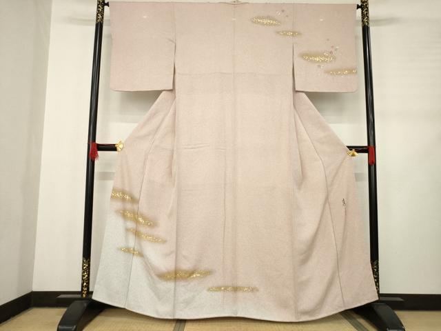 平和屋着物●京友禅の第一人者　松井青々　訪問着　箔散らし文様　暈し染め　金銀彩　正絹　逸品　AABC9245ck