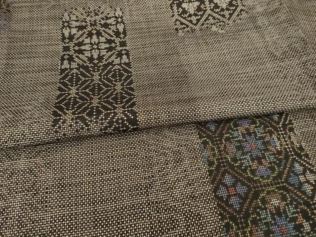 平和屋着物●本場大島紬　純泥染　手織り　カタス7マルキ　短冊花文　大瀬紬工場　証紙付き　正絹　逸品　AABC9255ck