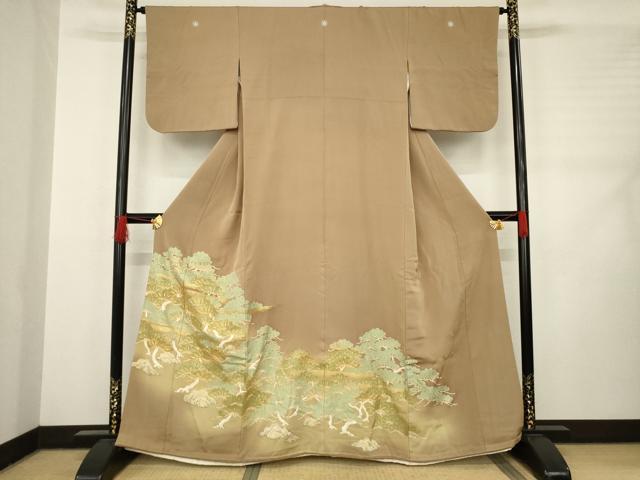 平和屋着物●豪華色留袖　友禅　駒刺繍　松尽くし　金彩　三越扱い　正絹　逸品　AABC9265ck