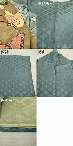 平和屋着物○訪問着 刺繍 花蝶唐草文 金糸 金彩 正絹 逸品 AABC9267ck