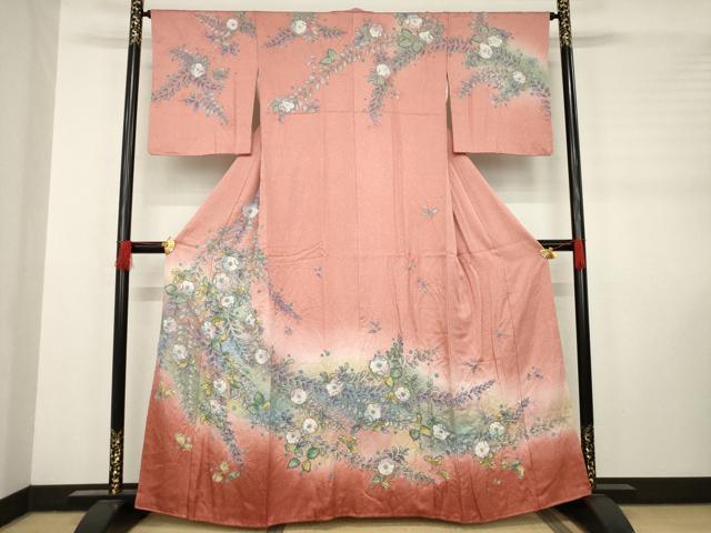 平和屋着物●訪問着　辻が花　舞花文　さが美扱い　正絹　逸品　AABC9274ck