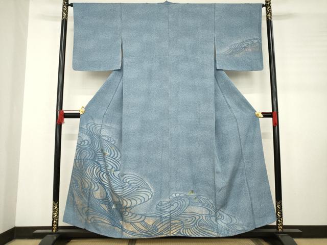 平和屋着物●訪問着　流水楓文　金彩　正絹　逸品　AABC9277ck