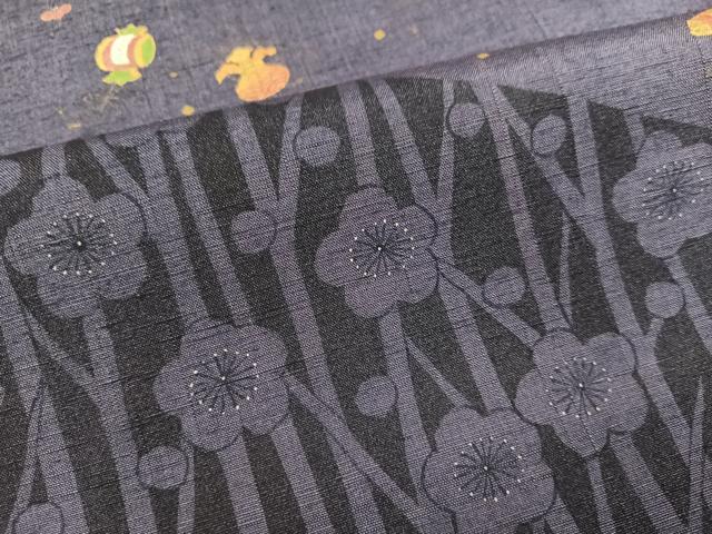 平和屋着物○訪問着 紬地 枝梅宝尽くし 金彩 正絹 逸品 AABC9286ph