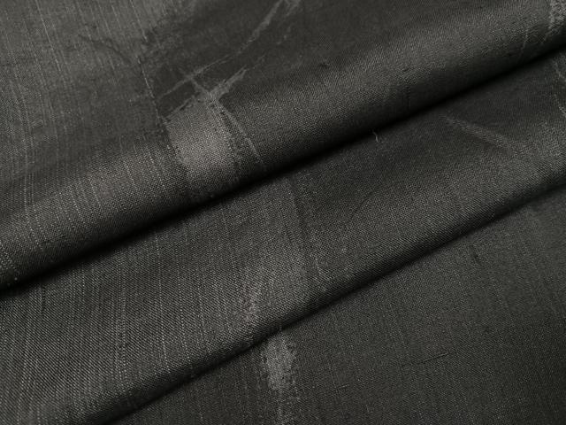 平和屋着物●上質な紬　流水文　黒地　正絹　逸品　AABC9293ph