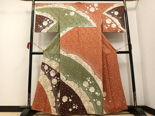 平和屋着物●訪問着　絞り　刺繍　草花文　金彩　正絹　逸品　AABC9301ph