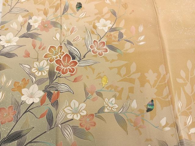 平和屋着物○訪問着 友禅 螺鈿 枝花文 暈し染め 正絹 逸品