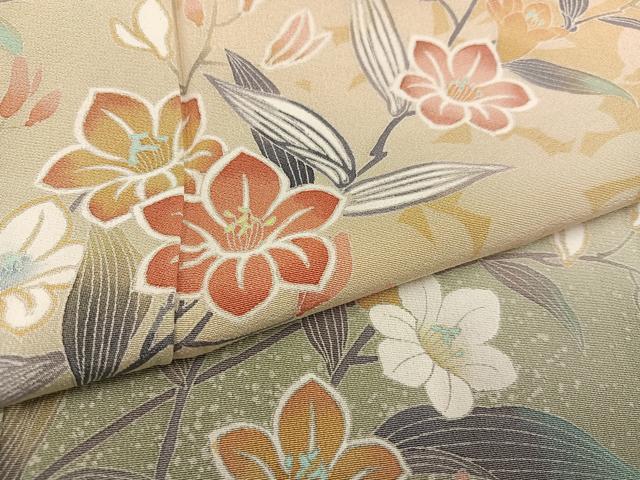 平和屋着物○訪問着 友禅 螺鈿 枝花文 暈し染め 正絹 逸品