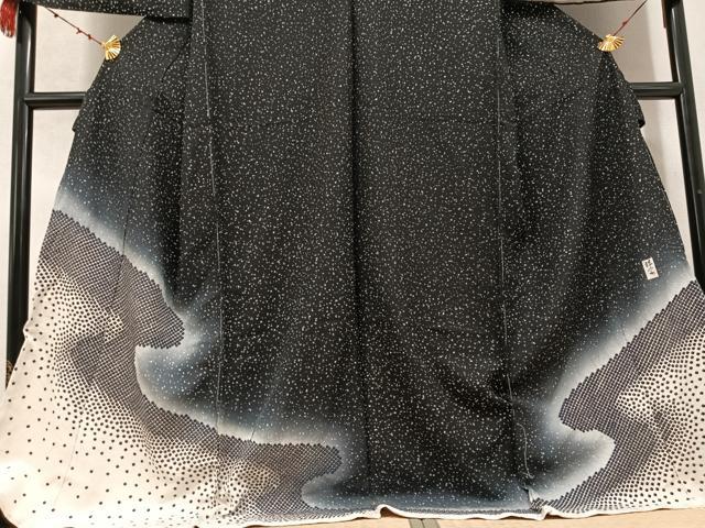 平和屋着物○訪問着 作家物 流水文 暈し染め 黒地 金彩 上代