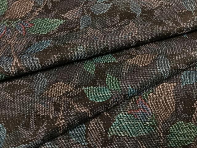 平和屋着物●本場大島紬　カタス9マルキ　枝葉文　正絹　逸品　AABC9339ph