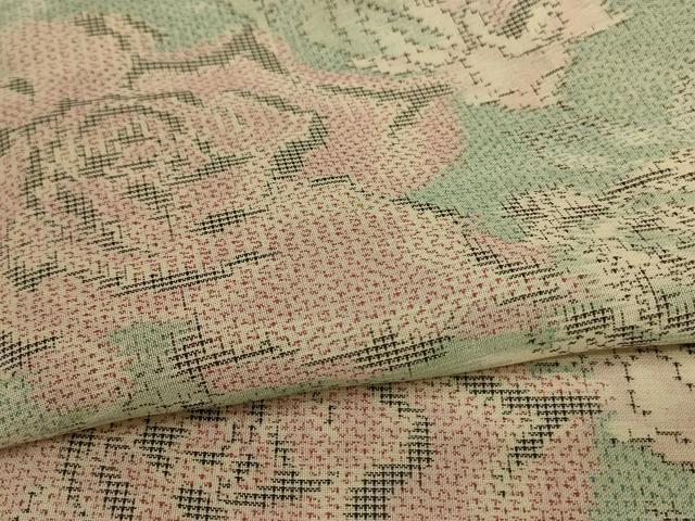 平和屋着物＊夏物　本場大島紬　夏大島　薔薇　正絹　逸品　AABC9379jd 平和屋着物＊夏物 本場大島紬 夏大島 薔薇 正絹 逸品 AABC9379jd