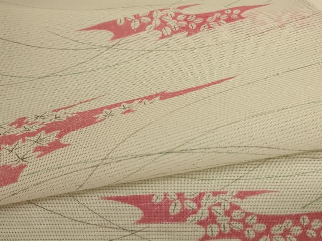 平和屋着物＊夏物　小紋　絽　草葉文　洗える着物　AABC9387jd_4
