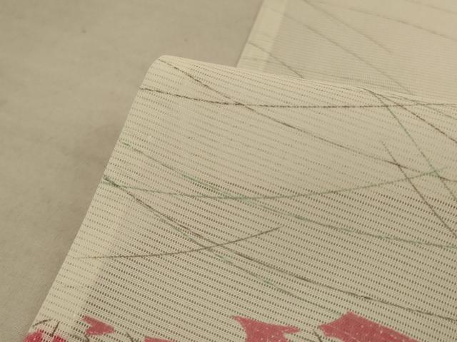 平和屋着物＊夏物　小紋　絽　草葉文　洗える着物　AABC9387jd_6