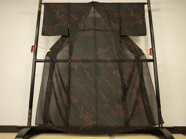 平和屋着物＊夏物　小紋　絽　枝花文　正絹　逸品　未使用　AABC9390jd_1