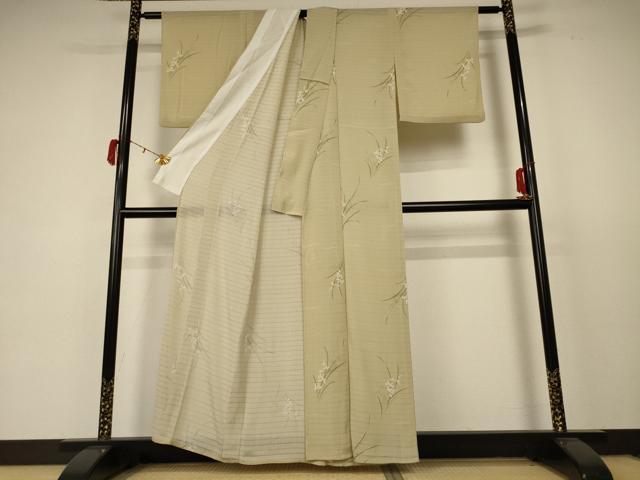 平和屋着物＊夏物　小紋　絽　草花文　洗える着物　AABC9407jd_2