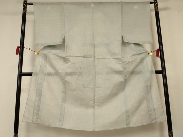 平和屋着物＊夏物　男性　色紋付　柳鼠色　綿麻　AABC9413jd