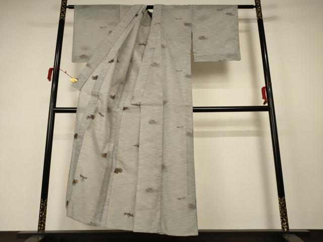 平和屋着物＊夏物　小紋　刺繍　霞文　未使用　AABC9417jd_2