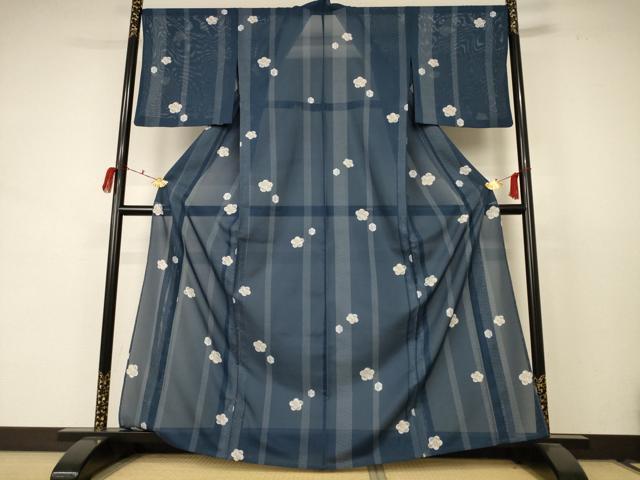 平和屋着物＊夏物　小紋　絽　舞花文　洗える着物　AABC9423jd_1