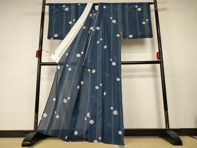 平和屋着物＊夏物　小紋　絽　舞花文　洗える着物　AABC9423jd_2
