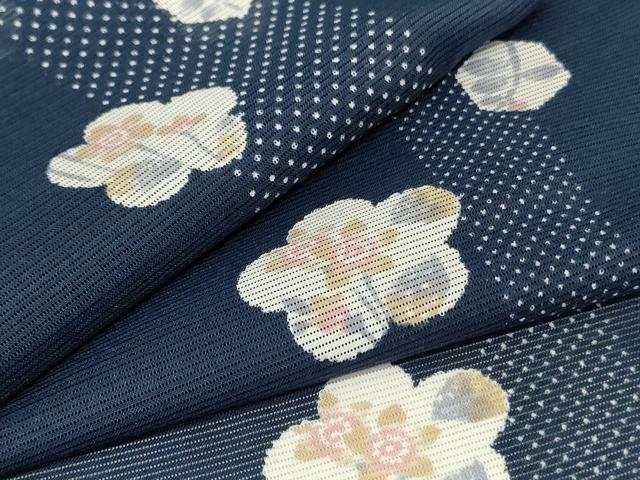 平和屋着物＊夏物　小紋　絽　舞花文　洗える着物　AABC9423jd