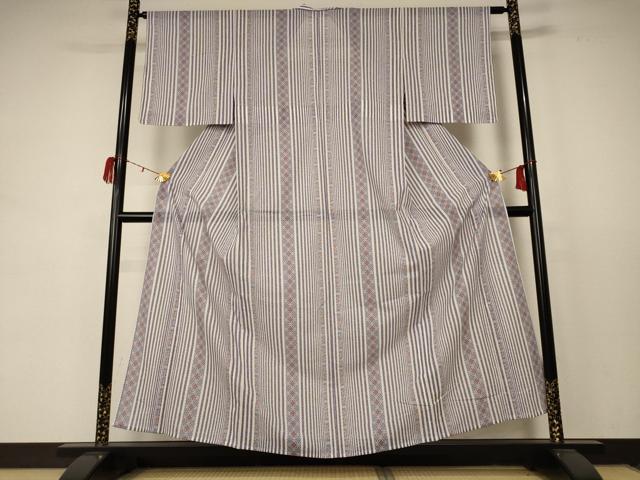 平和屋着物＊夏物　小紋　絽　七宝文　洗える着物　AABC9426jd_1