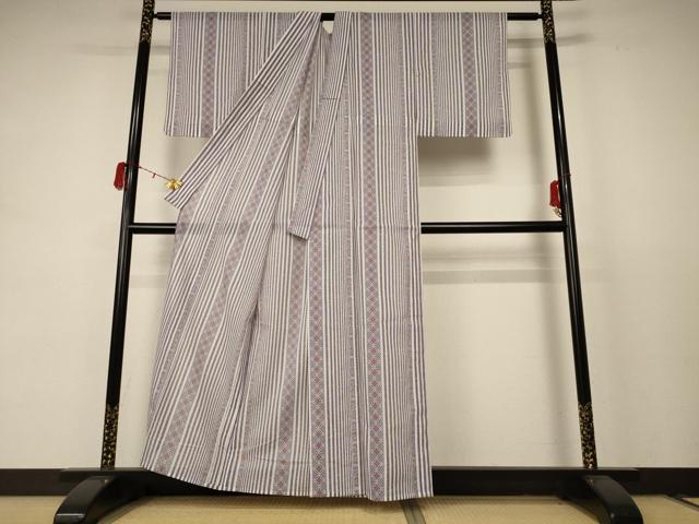 平和屋着物＊夏物　小紋　絽　七宝文　洗える着物　AABC9426jd_2